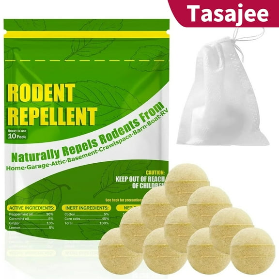 10 Pack Rodent Repellent - Mice Repellent Indoor/Outdoor - Moth Balls for Rodents, Mouse Repellent Peppermint, Keep Mice Away, Peppermint to Repel Mice and Rats, Rat Repellent for House