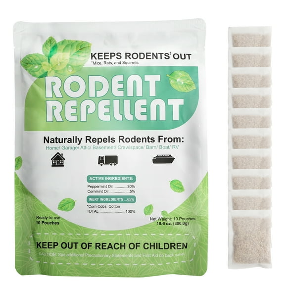 10 Pack Rodent Repellent - Mice Repellent Indoor/Outdoor - Moth Balls for Rodents, Mouse Repellent Peppermint, Keep Mice Away, Peppermint to Repel Mice and Rats, Rat Repellent for House