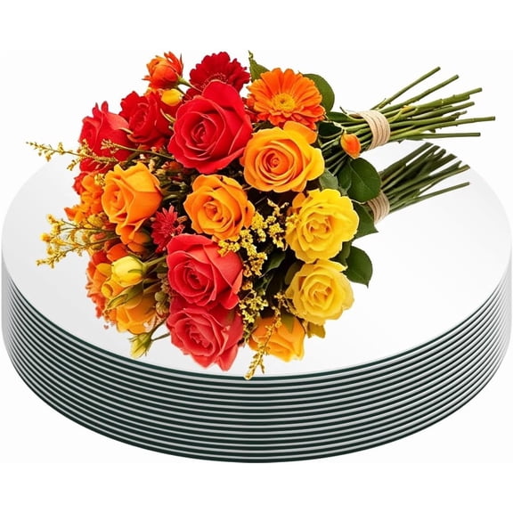 10 Pack Round Mirror Centerpieces for Tables, 10" Acrylic Circle Mirror Trays Candle Plates for Craft Wedding Flowers Table Centerpieces Decorations Wall Decor (10inch)