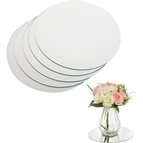 10 Pack Round Mirror Tiles,Happon 7.87in Round Mirrors Trays, Self Adhesive Round Mirror for Wedding Table Centerpieces, DIY Crafts, Framing and Home Decorations