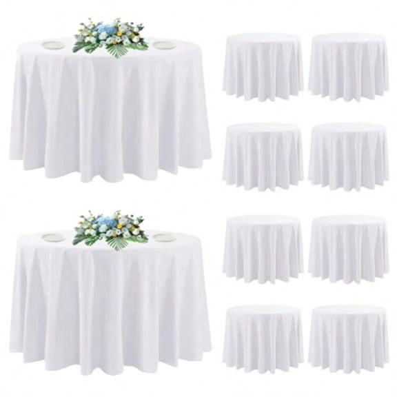 10 Pack Round Tablecloth White 120 Inch Stain Resistant and Wrinkle Polyester Fabric Washable Table Cover for Kitchen Dining Wedding Buffet Table Holiday Party
