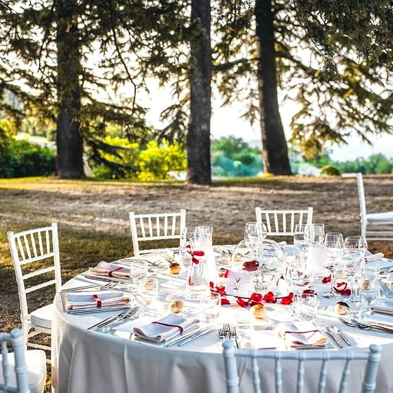 10 Pack Round Tablecloth White Round Tablecloth 90 Inch Table Cloths Washable Polyester Fabric Bulk Linen Tablecloths Table Cover for Parties Wedding Banquet Buffet Dinning
