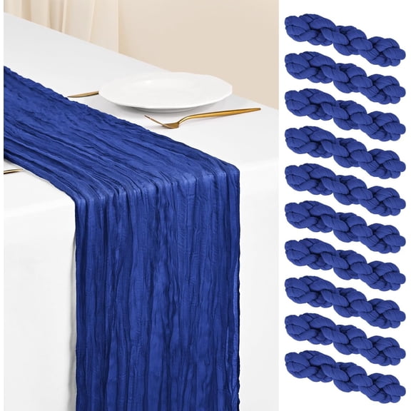 10 Pack Royal Blue Table Runner Cheesecloth Table Runner 17 x 108 inch Boho Gauze Cheese Cloth Table Runners Rustic Sheer Table Decorations for Wedding Party Bridal Shower Birthday