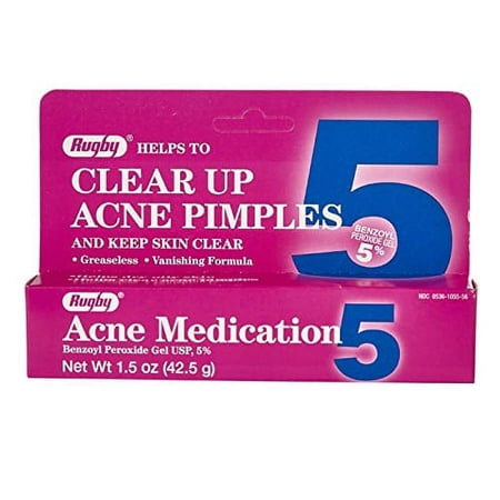10 Pack Rugby Benzoyl Peroxide Gel 5%, Acne Medication, 1.5 Oz.