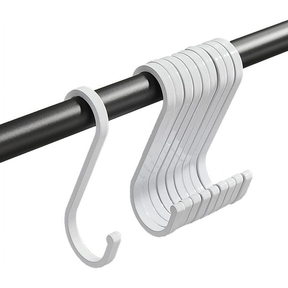 10 Pack S Hooks Heavy Duty S Shaped Hooks S Hanging Hooks S Hanger Hook Pan Pot Holder Rack Hooks for Hanging Pans Pots Cups Clothes Bags Towels Plants in Kitchen Bathroom Garden Office(White)