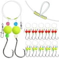 thumbnail image 1 of 10 pack Dovesun Pre-Rigged Pompano Rigs Surf Fishing with Round Floats 1/0 Circle Hooks for Whiting, 1 of 8