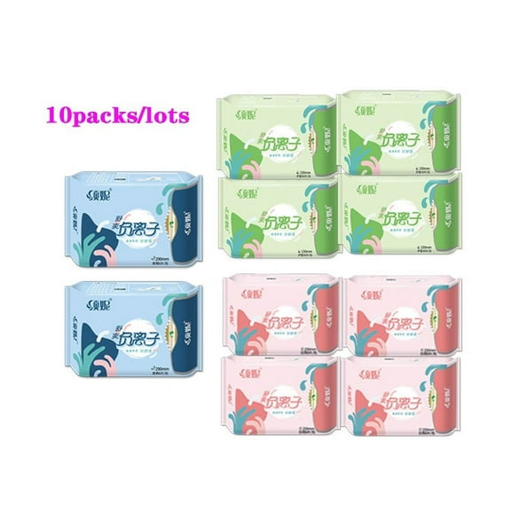 10 Pack Sanitary Napkins for Women & Girls - Menstrual Pads, Feminine Organic Panty Liners for Daily Use