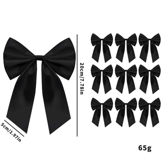 10 Pack Satin Ribbon Bows, Large Pre Tied Craft Bows, 8 Inch Fabric Embellishments for Gift Wrap Wreaths Chairs Parties and DIY Decor, Coordinated Decorative Bow Set
