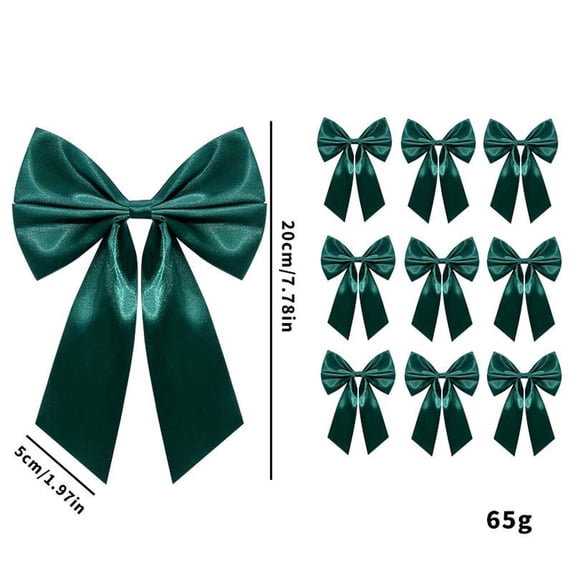 10 Pack Satin Ribbon Bows, Large Pre Tied Craft Bows, 8 Inch Fabric Embellishments for Gift Wrap Wreaths Chairs Parties and DIY Decor, Coordinated Decorative Bow Set