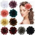 thumbnail image 1 of 10 Pack Satin Solid Big Flower Alligator Hair Clips Floral Duckbill Barrettes Hair Pins Accessories for Women Girls Teens Kids, 1 of 4