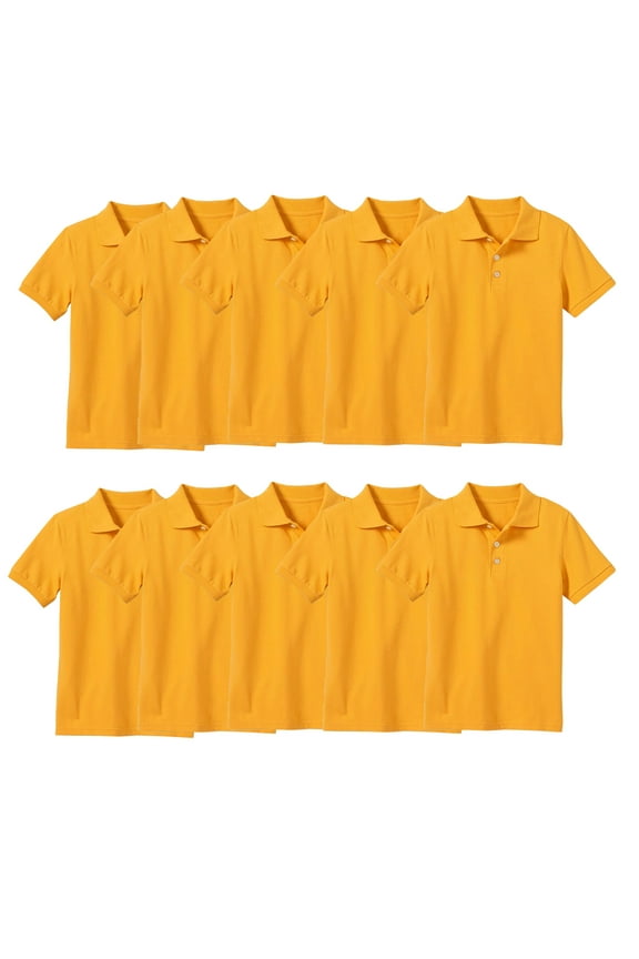 10-Pack School Uniform Tagless Polo Tshirt for Little Boys & Big Boys