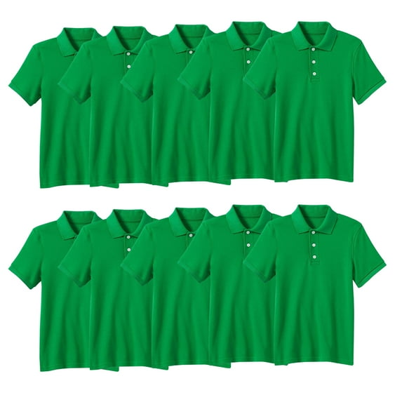 10-Pack School Uniform Tagless Polo Tshirt for Little Boys & Big Boys