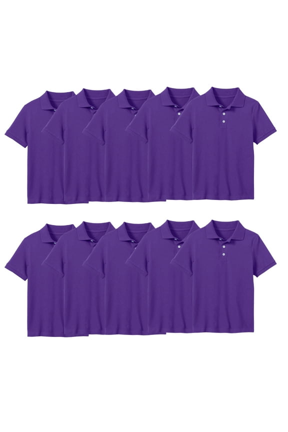 10-Pack School Uniform Tagless Polo Tshirt for Little Boys & Big Boys