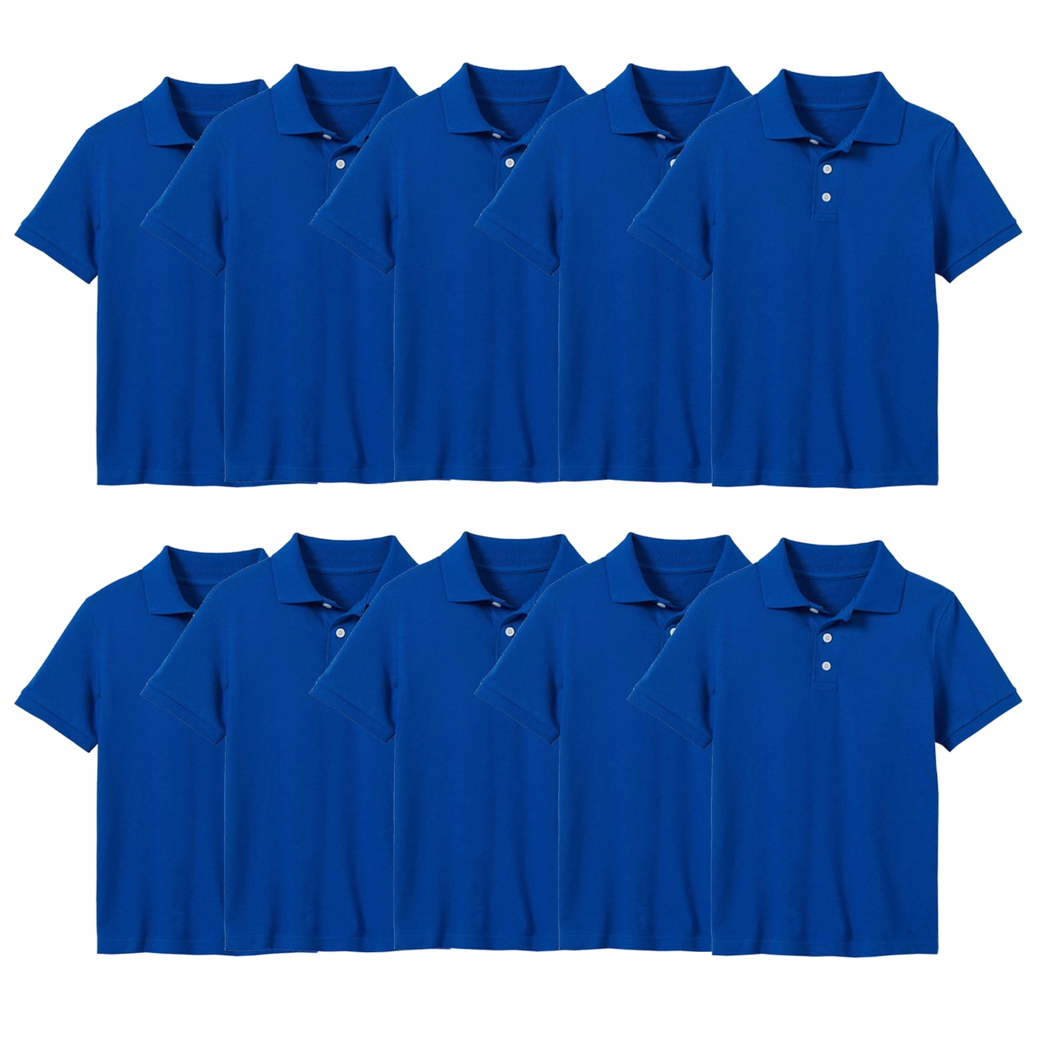 10-Pack School Uniform Tagless Polo Tshirt for Little Boys & Big