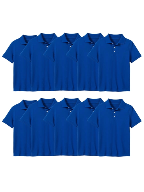 10-Pack School Uniform Tagless Polo Tshirt for Little Boys & Big Boys