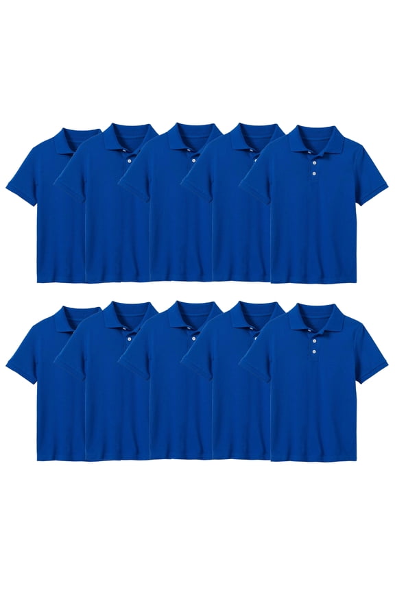 10-Pack School Uniform Tagless Polo Tshirt for Little Boys & Big Boys