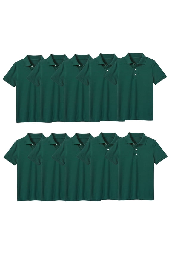 10-Pack School Uniform Tagless Polo Tshirt for Little Boys & Big Boys