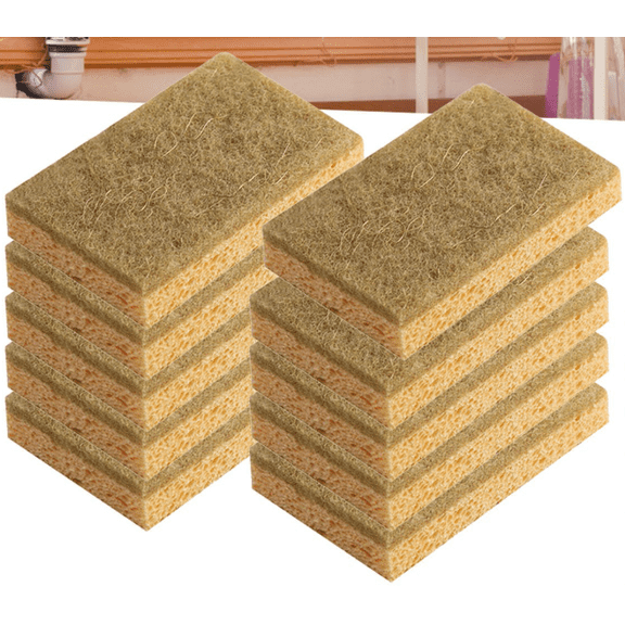 10-Pack Scouring Sponge Set Extra Thick & Durable for Dishes & Pans | Double-Sided Scrubbing with Non-Scratch Fiber & Soft Cellulose | Heavy-Duty Kitchen Cleaning Pads
