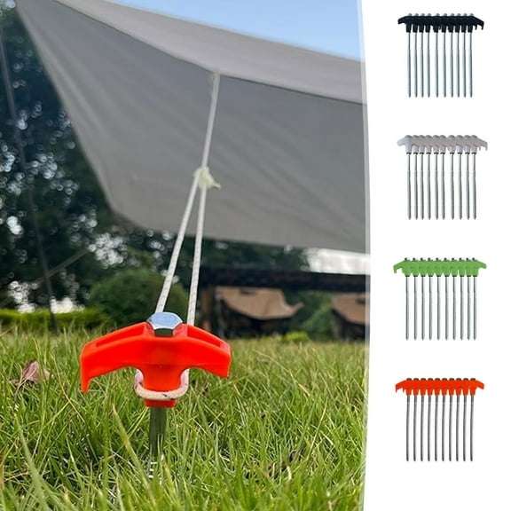 10 Pack Screw in Tent Stakes Heavy Duty,9.8" Ground Anchors Screw In,Metal Threaded Tent Spikes,Tent Pegs Camping Stakes,Tent Stakes for Outdoor Camping,Camping Tent Accessories