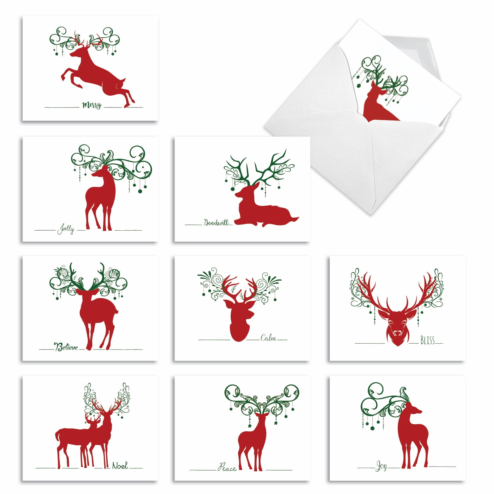 10 Pack Seasons Greetings Note Cards Seasonal Silhouettes