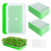 10 Pack Seed Sprouter Tray with Drain Holes - BPA Free Microgreens Growing Kit, Soil-Free Wheatgrass Trays with Germinating Paper