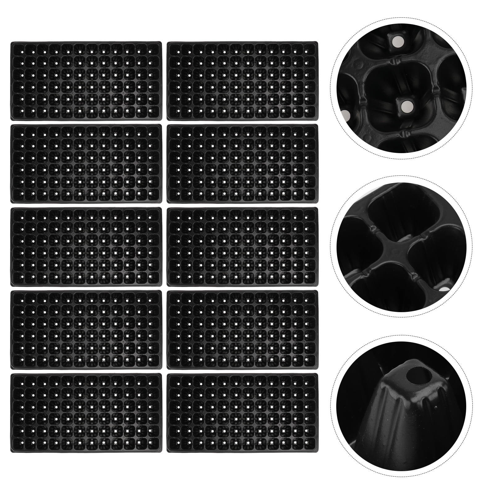 10-Pack Seed Starter Kit, 72 Cell Seedling Trays Gardening Germination Plastic Plant Growing Trays Nursery Pots for Seedling Germination-Black