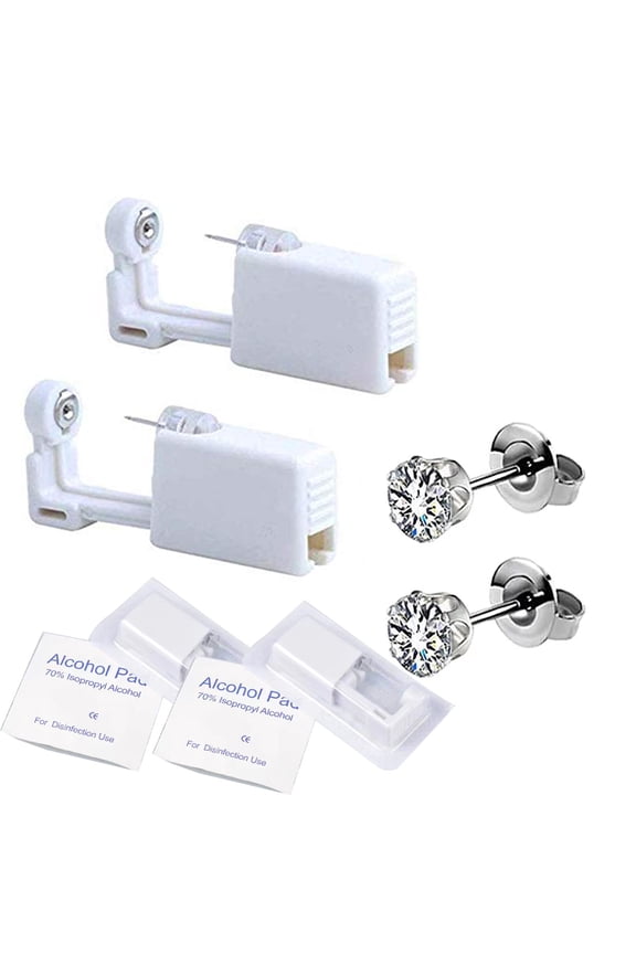 10 Pack Self Ear Piercing Gun Earring Disposable Piercing Kit No Pain Easy Use Ear Piercing Gun Kit Tool with Stud (White)