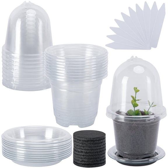 10 Pack Self Watering Seed Starter Pot - 6.5"x3.5" Automatic Watering Nursery Pots with Humidity Dome for Germination, Includes Labels
