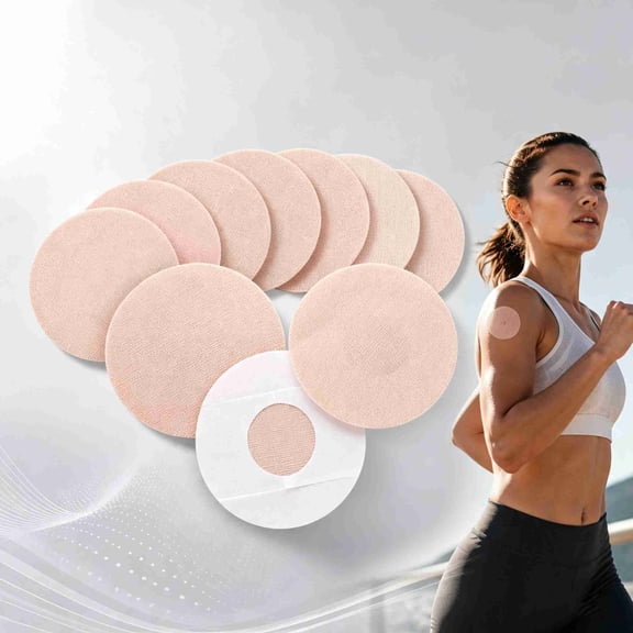 10 Pack Sensor Covers for Libre 1/2/3,Waterproof Adhesive Patches,Transparent CGM Overpatch Tape Lasting to 14 Days-Without Hole (Beige)