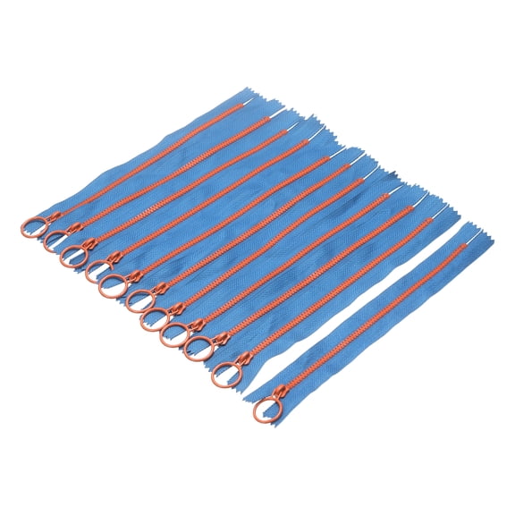 10 Pack Separating Jacket Zippers with #3 Lifting Ring Pulls, 7.48 Inch Colorful Resin Zippers Close-end Replacement for Tailor Sewing Bag Craft Accessories, Dark Blue-Orange Red