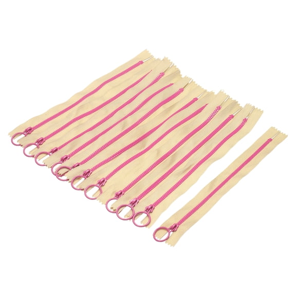 10 Pack Separating Jacket Zippers with #3 Lifting Ring Pulls, 7.48 Inch Colorful Resin Zippers Close-end Replacement for Tailor Sewing Bag Craft Accessories, Khaki-Purple