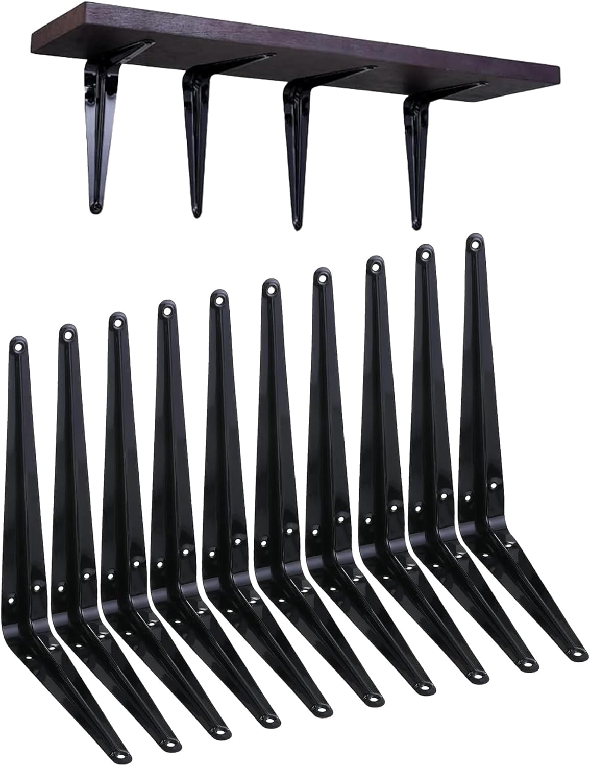 10 Pack Shelf Bracket 10 Inch ,Heavy Duty Shelf Brackets,Floating Shelf Bracket L Brackets,Metal Shelf Brackets for Wall, 10”L x 8”H x1.7”W