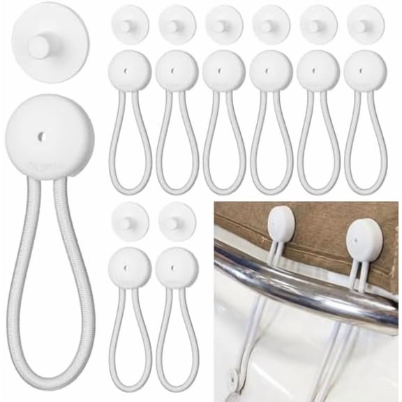 10 Pack Shock Cord Fastener Bungee Cord Clips with Adjustable Knob Multifunctional Fastener for Tent Boat Cover Canvas Marine Truck Rv Trailer Accessoriest Outdoor(White,Classic Style)
