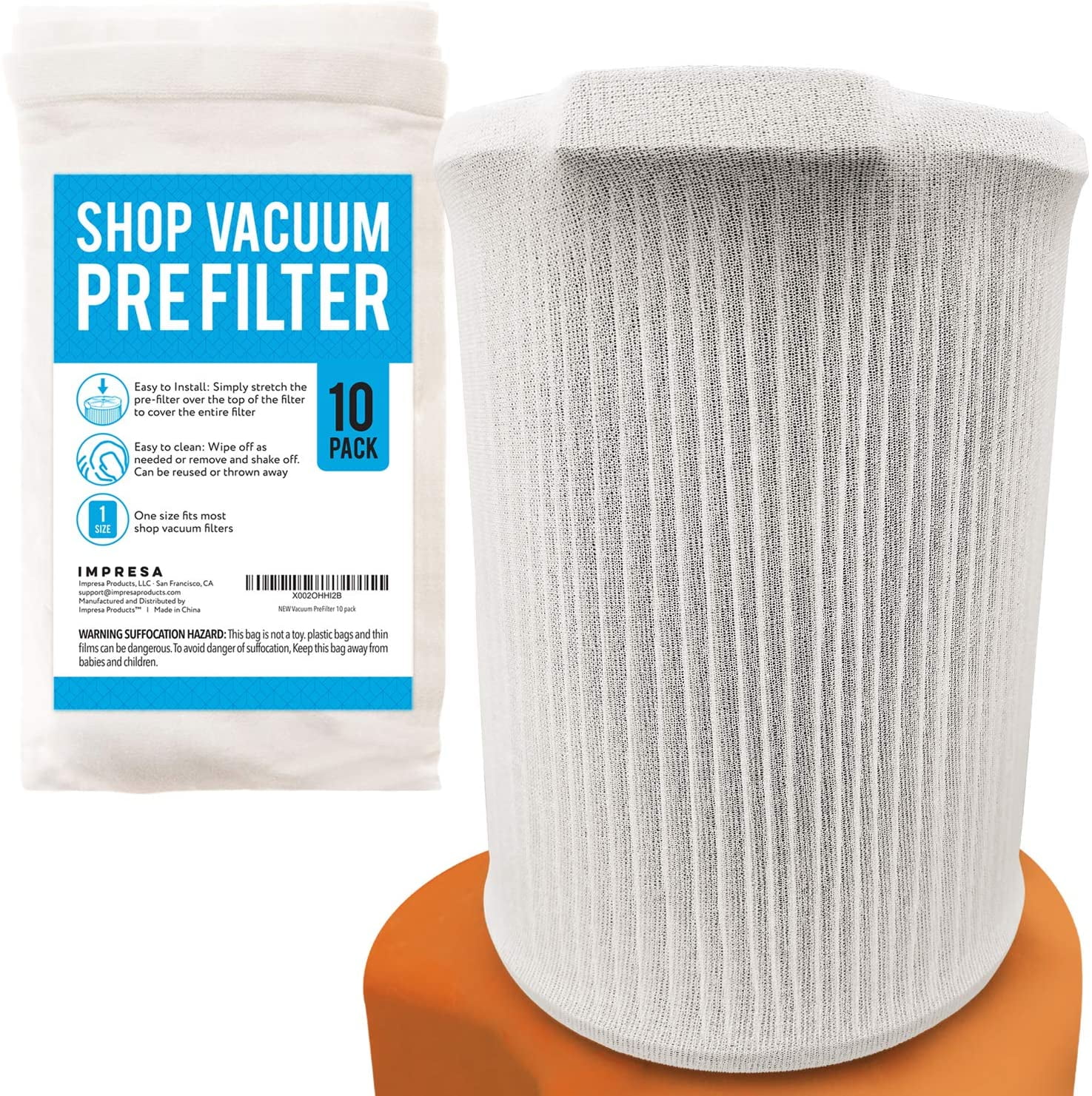 [10 Pack] Shop Vacuum Filter Cover To Reduce Dust Build Up Reusable
