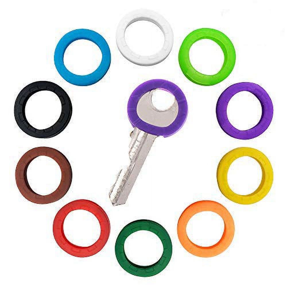 10 Pack Silicone Key Cap Tags,Plastic Key Identifier Rings,Key ID Rings,1 Pcs Each Color,10