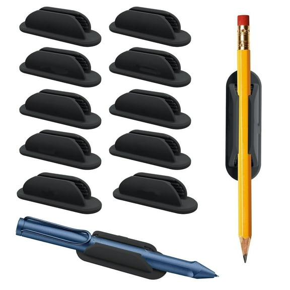 10-Pack Silicone Pen Holders , Flexible Adhesive Pencil Holder for Desk, Wall, Clipboard, Locker & Car Dashboard, Essential Office & Teacher Supplies Organizer