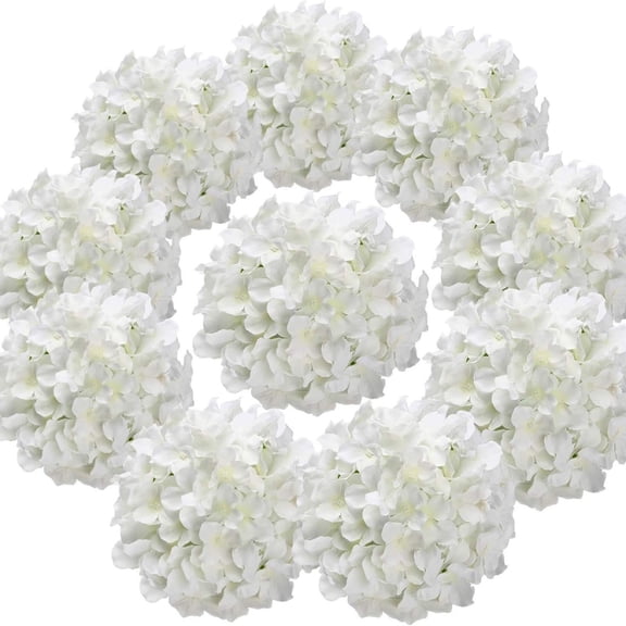 10 Pack Silk Hydrangea Heads With Detachable Stems For Wedding Bouquet And Home Decor