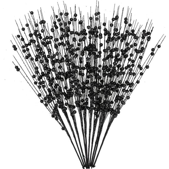 10 Pack Silver Artificial Glitter Berry Stem Ornaments 15.75 Inches Fake Christmas Picks Decorative Glitter Sticks for Vase Christmas Tree DIY Wreath Crafts Fireplace Decor