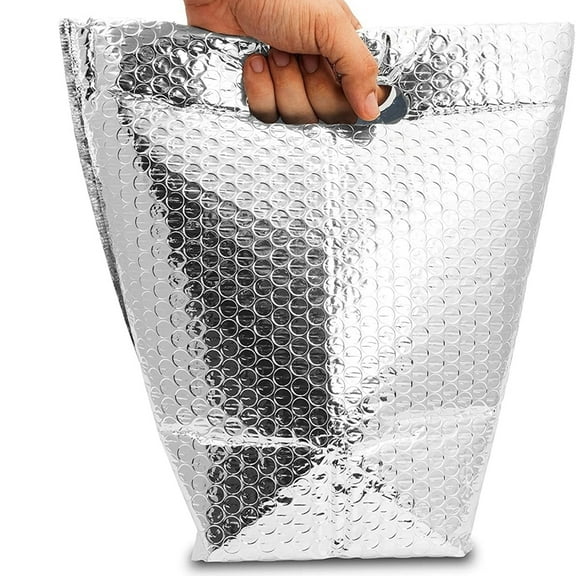10 Pack Silver Bubble Thermal Bags 6" x 6" x 6" /w Hand Hole