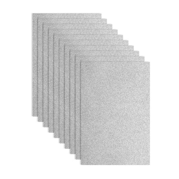 10 Pack Silver Glitters Foam Sheets, 8 x 12 Inch Self-Adhesive Sparkle EVA Foam Sheets for Crafting(1.5mm Thick)