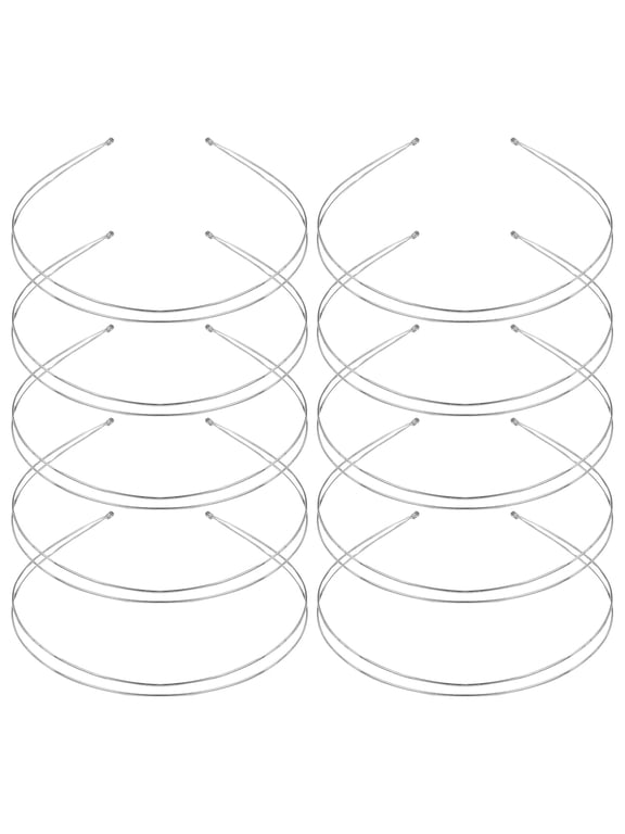 10 Pack Silver Skinny Thin Slim Wire Double Layered Metal Headbands Base Elastic Alice Hairbands Crown Tiara Hair Hoops DIY Craft Bands Party Headpieces Hair Accessories for Women