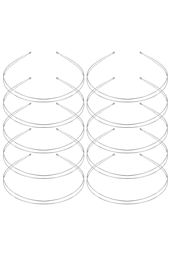 10 Pack Silver Skinny Thin Slim Wire Double Layered Metal Headbands Base Elastic Alice Hairbands Crown Tiara Hair Hoops DIY Craft Bands Party Headpieces Hair Accessories for Women