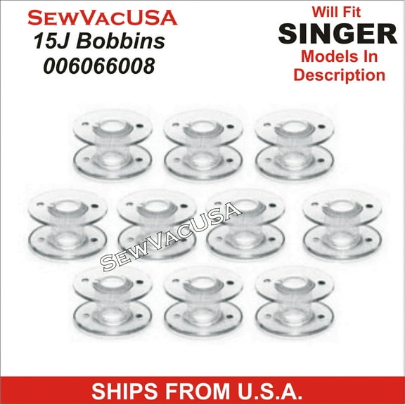 10 Pack Singer Bobbins 006066008 / 81348 Fits Singer Simple Models In Description