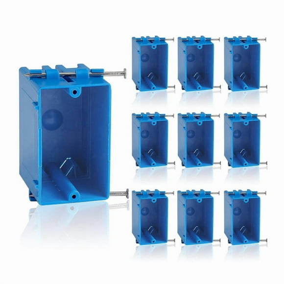 10-Pack Single Gang Electrical Box, New Work Box 1 Gang, Work Electrical Nail Outlet Box, 18 Cu. in, Switch/Outlet Box,10 Pcs * Single Gang Electrical Box,Blue