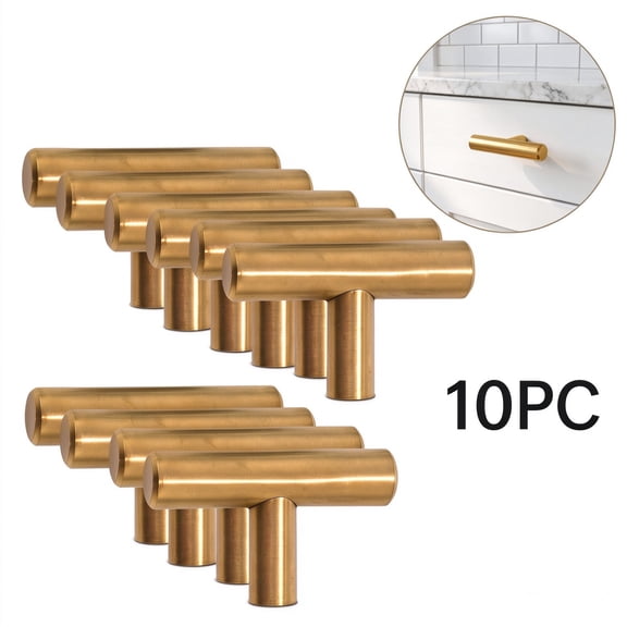 Lipengxiao 10 pack Single Hole Gold Cabinet Knobs and Pulls, Door Cupboards Bedroom Furniture Handles, 50mm/2in Overall Length