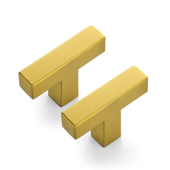 10 Pack Single Hole Square Cabinet Handles Brushed Brass Stainless Steel Hardware Knobs