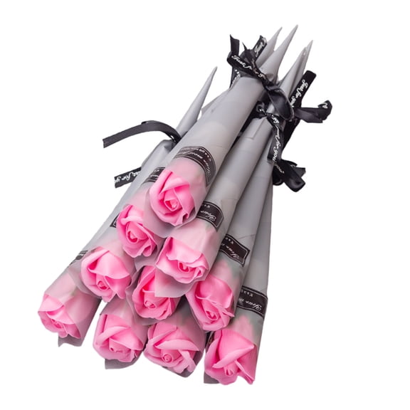 10-Pack Single Stem Rose Bouquet, Valentine's Day Gift Set Shiny Model Soap Flowers for Company Events, Mall Openings and Street Sweeping Decorations, Long Lasting Faux Floral Arrangements
