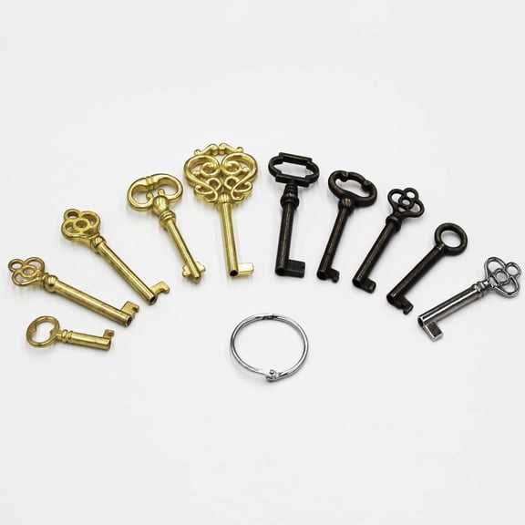 10Pcs Hollow Skeleton Key Set for Vintage Old Furniture, Antique Furniture, Cabinet Doors, Old Style Cabinets or Doors