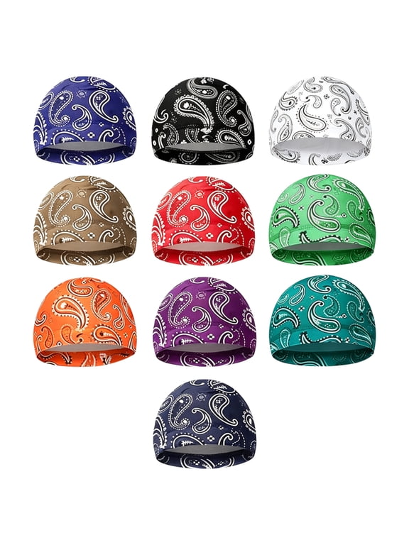 10 Pack Skull Cap Helmet Liners, Breathable Cooling Sweat Wicking Liner for Hard Hat Motorcycle Helmet, Unisex Sport Beanie for Outdoor Sports