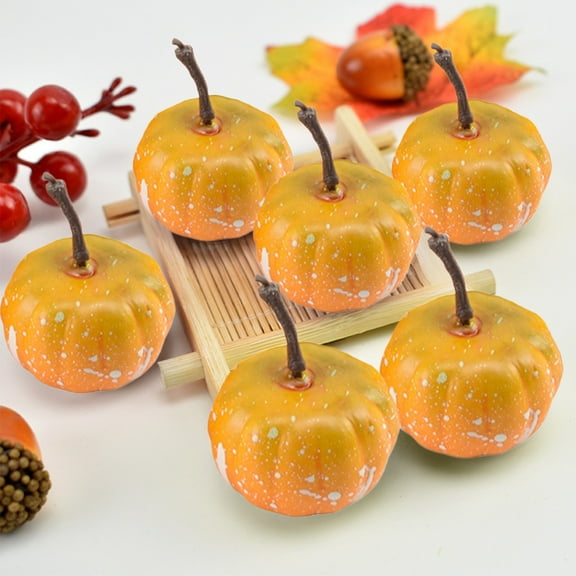 10-Pack Small Artificial Mini Pumpkins, Lifelike Foam Decorative Cucurbits for Home, Garden, Thanksgiving or Halloween Party, Table, Shelf, Fall Seasonal Decor